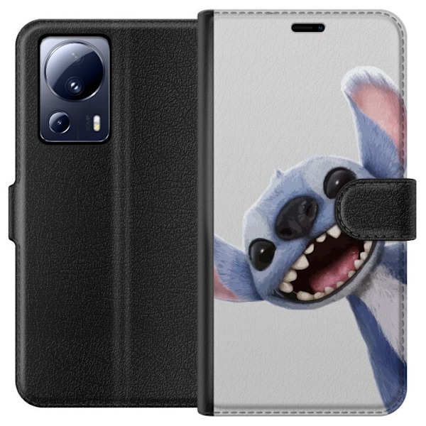 Xiaomi 13 Lite Lompakkokotelo Stitch liikkeessä - Kawaii-suun