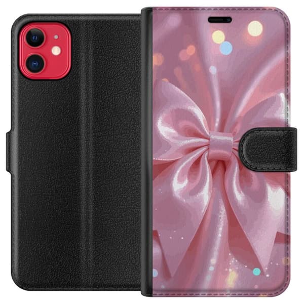 Kompatibel Tegnebogsetui til Apple iPhone 11 Lyserød silkeroset – Elegant glitrende bånd med lyseffekter