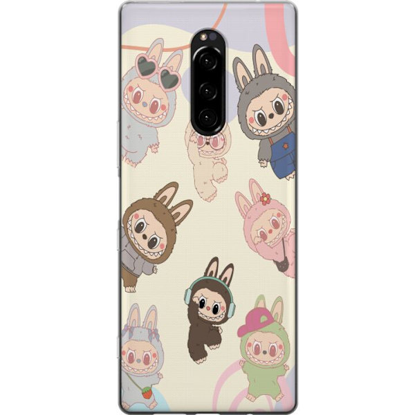 Sony Xperia 1 Genomskinligt Skal Labubu Pop Mart Kollektion Motiv Figur Samling Design Populärt Art Toy Pop Mart Kreativ Grafiskt