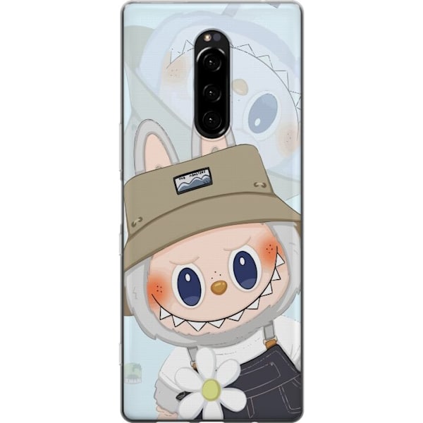 Sony Xperia 1 Läpinäkyvä kuori Labubu hattuineen - Pop Mart -hahmo Mr. Butcher retrotyylillä ja luonteella