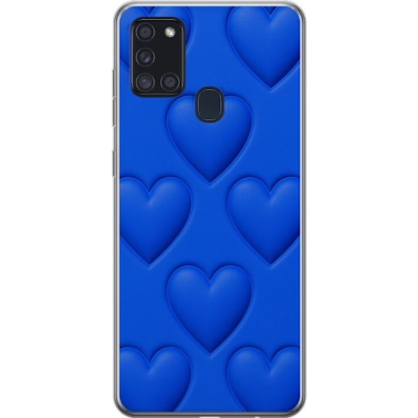 Samsung Galaxy A21s Genomskinligt Skal Blue Hearts