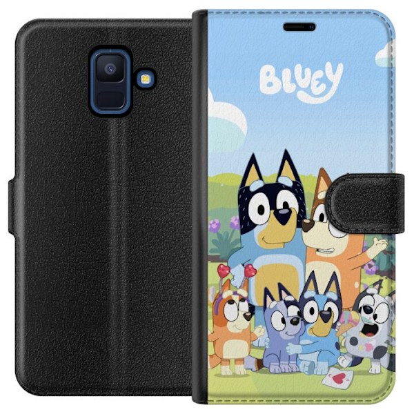 Samsung Galaxy A6 (2018) Plånboksfodral Bluey mobilskal med hela familjen i färgglad design