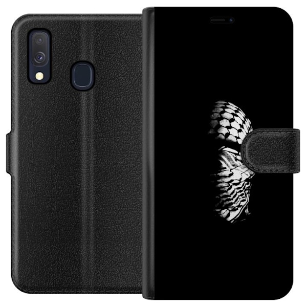 Samsung Galaxy A40 Tegnebogsetui Keffiyeh-mønster - klassisk sort-hvid palæstinensisk tørklæde med kulturel betydning