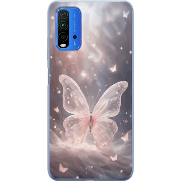 Xiaomi Redmi 9T Gennemsigtig cover Sommerfugl