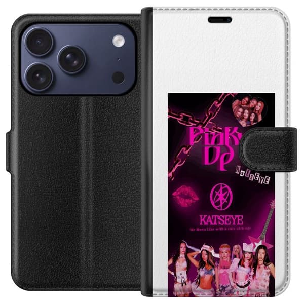 Kompatibel Tegnebogsetui til Apple iPhone 17 Pro KATSEYE social collage pink