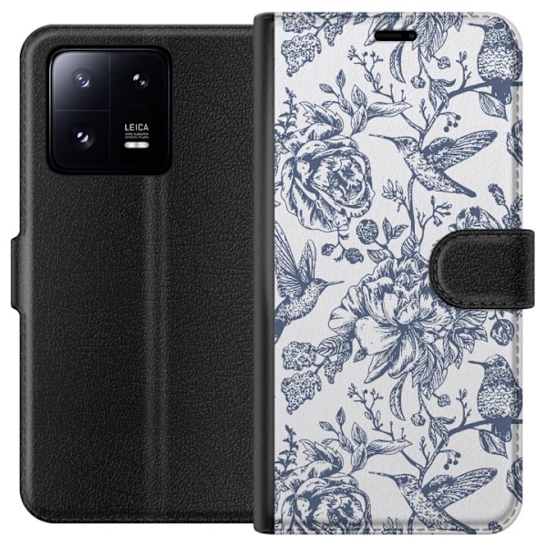 Xiaomi 13 Pro Lompakkokotelo Kukat & Linnut - Romanttinen Vint