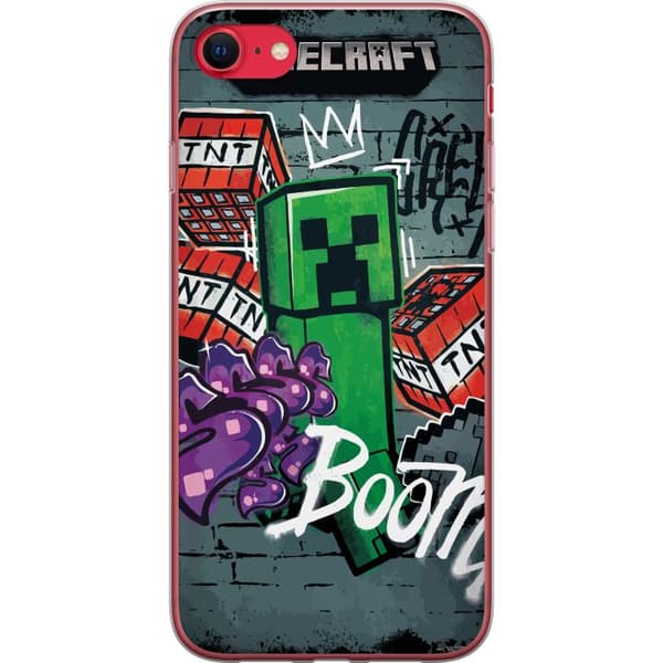 Kompatibelt Mobilskal till Apple iPhone 7 Grön blockfigur med dynamit, graffitidetaljer och mörk urban bakgrund grön