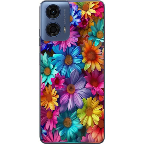 Motorola Moto G24 Läpinäkyvä kuori Gerbera Kukat Värikäs Koriste Kukka Motiivi Suosittu Kotisisustus Väririkas Seinätaide Suunnittelu