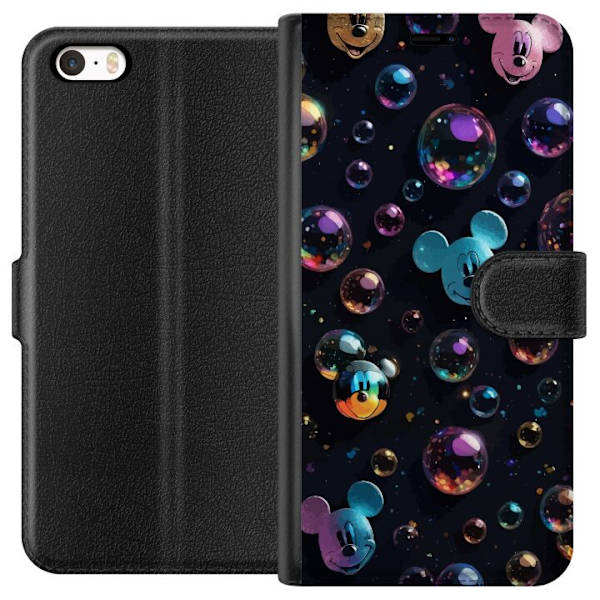 Apple iPhone 5s Plånboksfodral Musse Pigg Disney Bubblor Design Roligt Motiv Populär Disneyfigur Tecknad Serie Barnklassiker