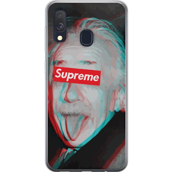 Samsung Galaxy A40 Genomskinligt Skal Supreme Albert Einstein 3D Motiv Streetwear Design Populär Vetenskap Ikoniskt Grafiskt Urban Art