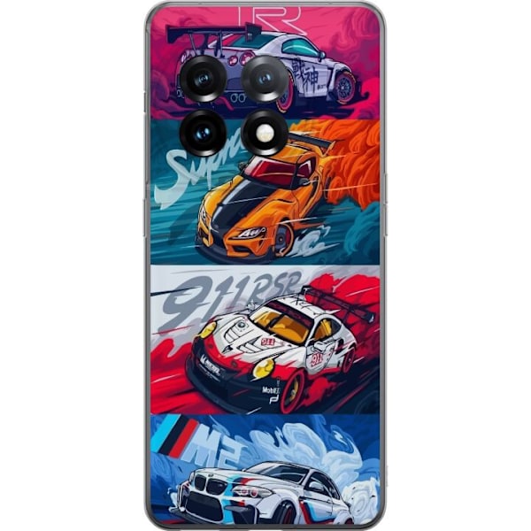 OnePlus 11R Läpinäkyvä kuori Nopeat Autot - Piirretty Kuvio