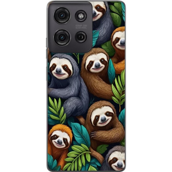 Motorola Moto G75 Läpinäkyvä kuori Sengångarstil - rentoutunut muotoilu söpöllä laiskiaalla