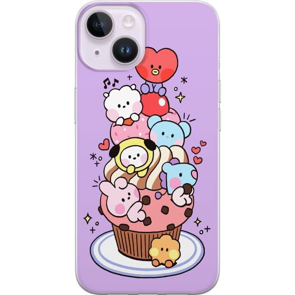 Kompatibelt Mobildeksel til Apple iPhone 14 Søt cupcake med kawaii-dyr og hjerter