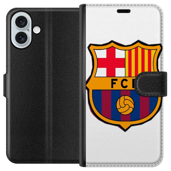Apple iPhone 16 Plus Tegnebogsetui FC Barcelona Emblem Fodbold Catalonien Blå Rød Klublogo Stolthed La Liga Fans Ikonsk Billede