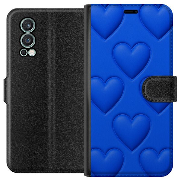 OnePlus Nord 2 5G Lommeboketui Blå Hjerter
