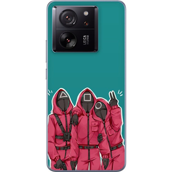 Xiaomi 13T Genomskinligt Skal Squid Game Karaktärer Grafisk Design Seriefigurer Populär TV Motiv Asiatisk Stil Spännande Trend