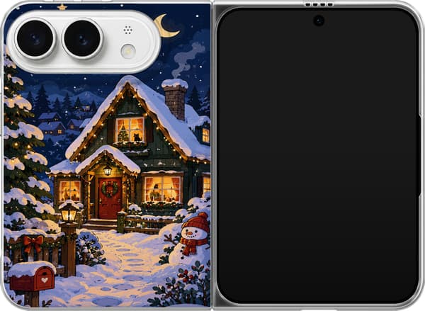 Kompatibelt Mobildeksel til Apple iPhone Duo Snöstuga i månsken blå