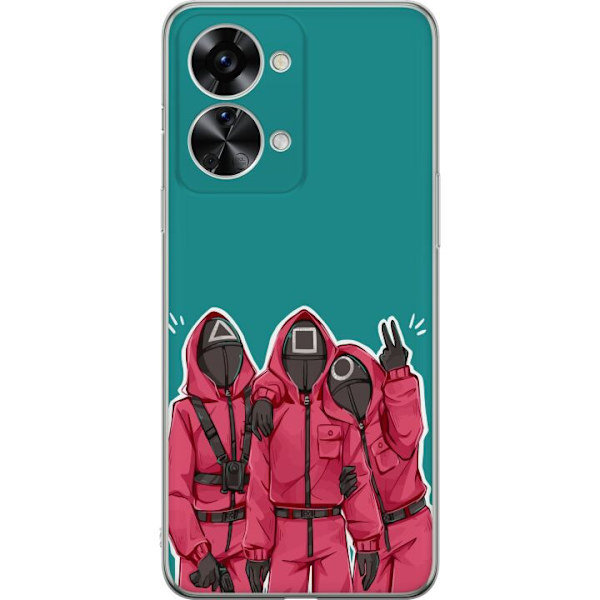 OnePlus Nord 2T Genomskinligt Skal Squid Game Karaktärer Grafisk Design Seriefigurer Populär TV Motiv Asiatisk Stil Spännande Trend