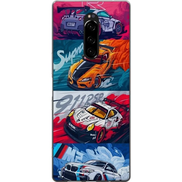 Sony Xperia 1 Läpinäkyvä kuori Nopeat Autot - Piirretty Kuv