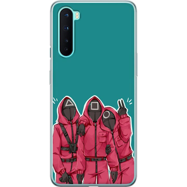 OnePlus Nord Genomskinligt Skal Squid Game Karaktärer Grafisk Design Seriefigurer Populär TV Motiv Asiatisk Stil Spännande Trend