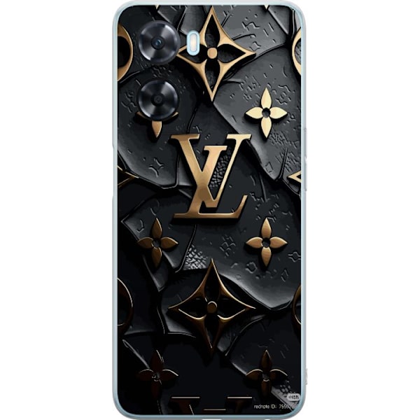 OnePlus Nord N20 SE Läpinäkyvä kuori Louis Vuitton Tumma tila Suunnittelu Musta Ylellisyys Tyyli Muoti Suosittu Graafinen Kuvio Muotisymboli Luksus