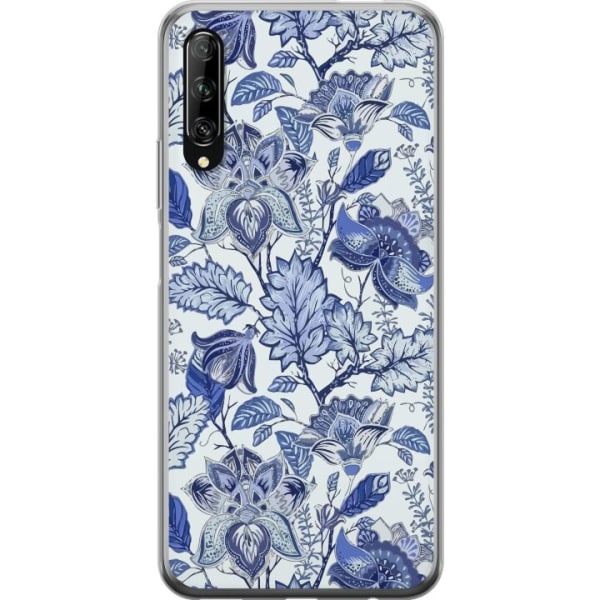 Huawei P smart Pro 2019 Genomskinligt Skal Blommor Blå...