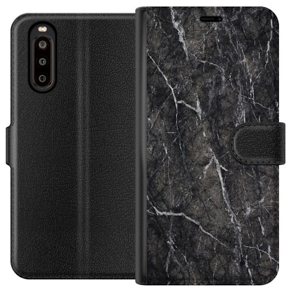 Sony Xperia 10 II Tegnebogsetui Sort Marmor