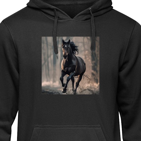 Hoodie för Vuxen | Bekväm Huvtröja Running horse svart XXL