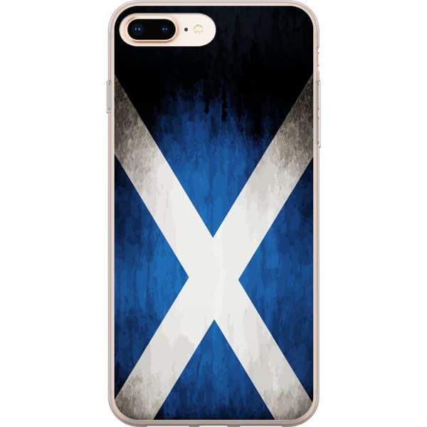 Kompatibelt Mobildeksel til Apple iPhone 8 Plus Skottlands flagg med grunge effekt og blå hvit design blå