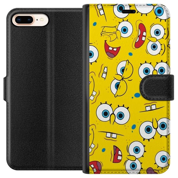 Kompatibel Tegnebogsetui til Apple iPhone 8 Plus SvampBob Firkant