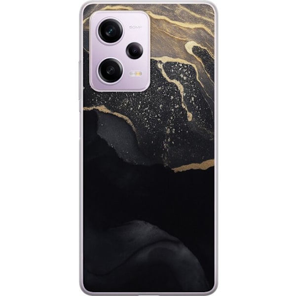 Xiaomi Redmi Note 12 Pro Genomskinligt Skal Svart guld abstrak