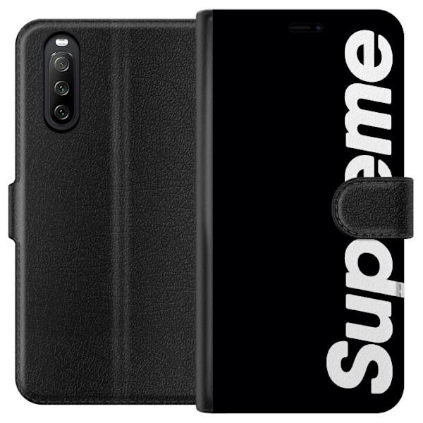 Sony Xperia 10 III Tegnebogsetui Supreme Sort Hvid Streetwear Design Klassisk Modeikon Trend Urban Stil Grafiskt Motiv Populær