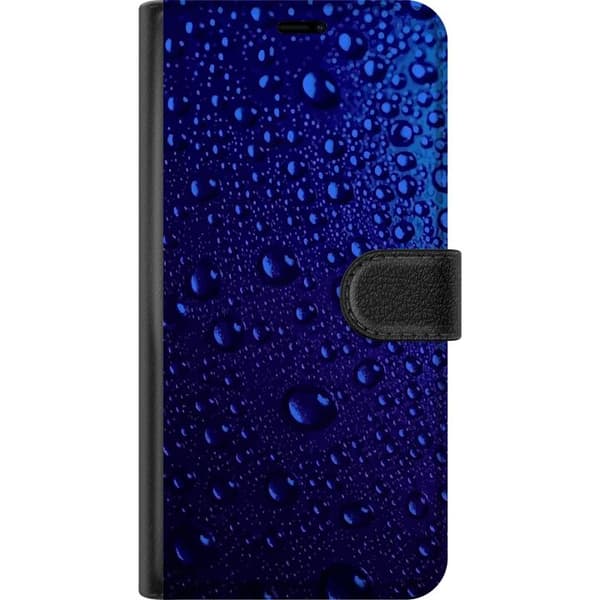 Kompatibelt Lommeboketui til Xiaomi Redmi Note 15 Pro+ Abstrakt nærbilde med blå vanndråper mot mørkeblå bakgrunn blå