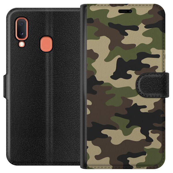 Samsung Galaxy A20e Lompakkokotelo Metsä camo