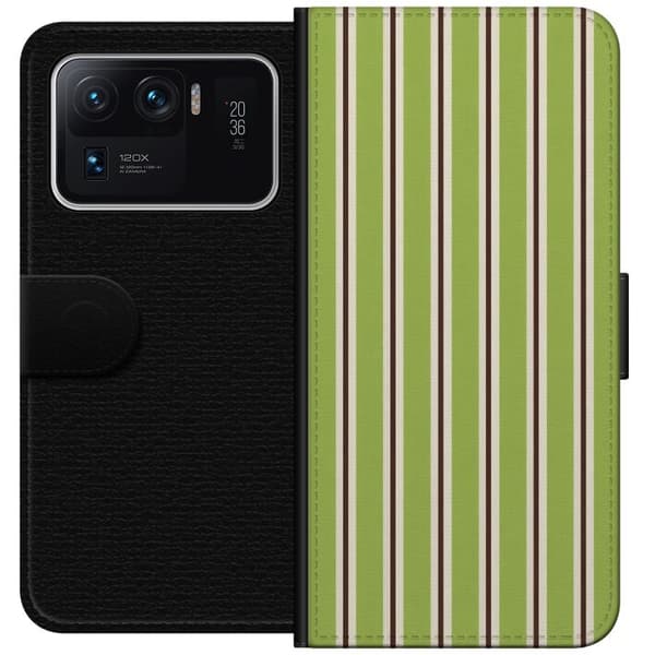 Kompatibelt Plånboksfodral till Xiaomi Mi 11 Ultra Matcha Stripe grön