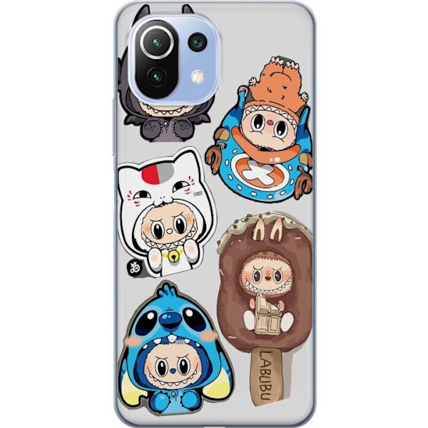 Xiaomi 11 Lite 5G NE Läpinäkyvä kuori Labubu hahmokokoelma - Pop Mart Labubu The Monsters väriluulisessa muotoilussa