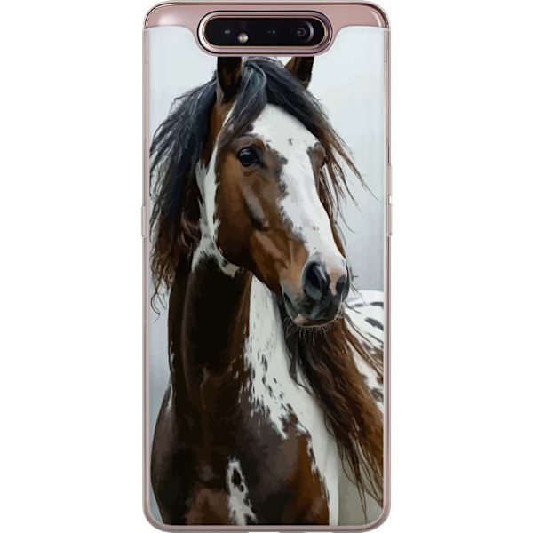 Samsung Galaxy A80 Genomskinligt Skal Häst Djurmotiv Grafisk Design Natur Kraftfullt Motiv Populär Väggkonst Djurtema Ridning