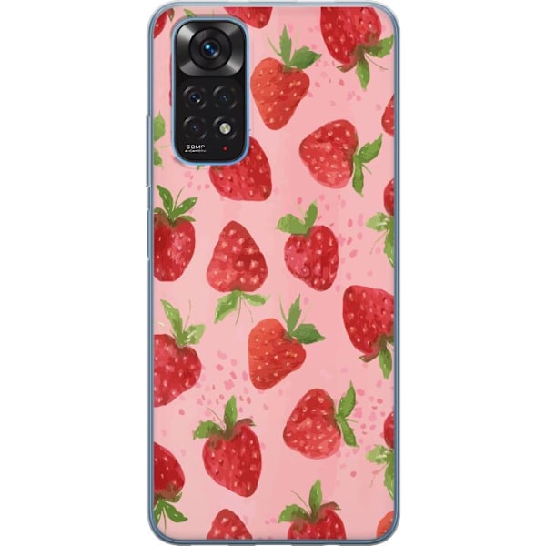 Xiaomi Redmi Note 11 Genomskinligt Skal Strawberry Dreams – jordgubbsmönster i retrostil