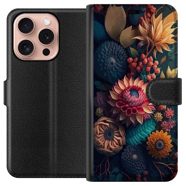 Apple iPhone 16 Pro Lompakkokotelo Blommor