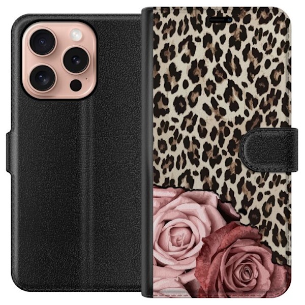 Apple iPhone 16 Pro Tegnebogsetui Leopard Rosen