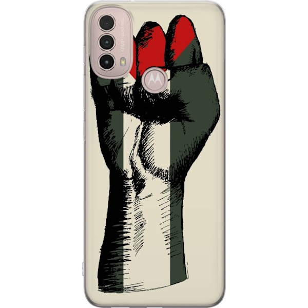 Motorola Moto E40 Gennemsigtig cover Hånd bundet i Palæstinas farver - kraftfuldt symbol for frihedsbevægelsen