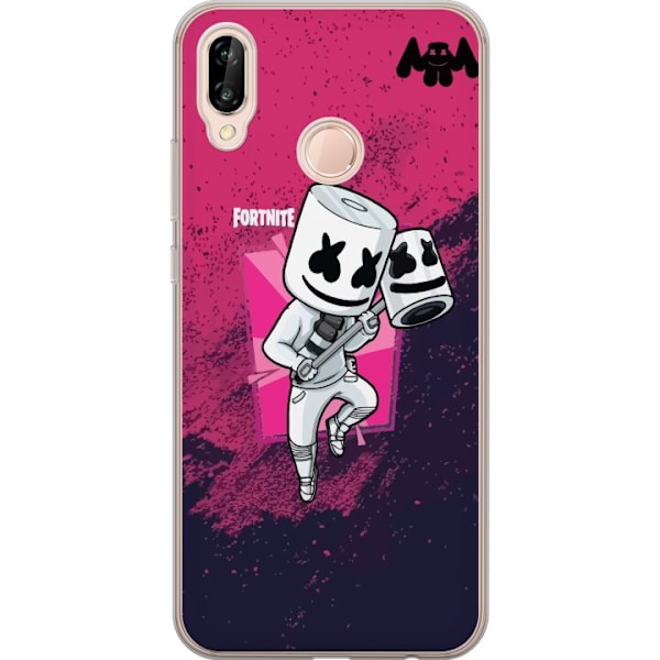 Huawei P20 lite Genomskinligt Skal Marshmello Fortnite Skin Emote Gaming DJ Karaktär Populärt Motiv Barn Ungdom Trend