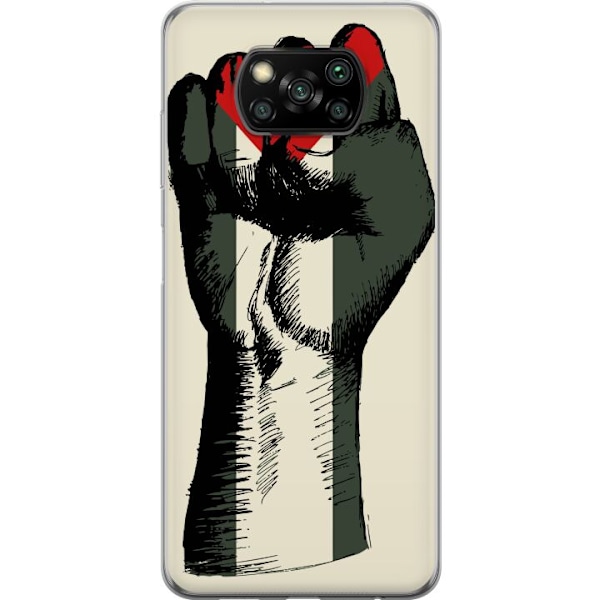 Xiaomi Poco X3 NFC Genomskinligt Skal Hand knuten i Palestinas färger – kraftfull symbol för frihetsrörelsen