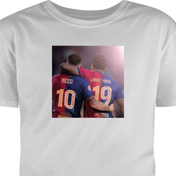 Barn-T-shirt | Bekväm T-shirt för Barn Lamine Yamal VS Messi grå 5-6 År