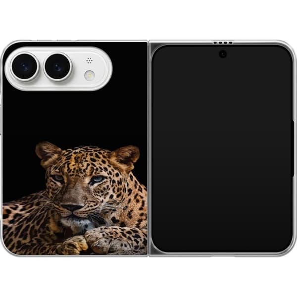 Kompatibelt Mobildeksel til Apple iPhone Duo Leopardporträtt svart