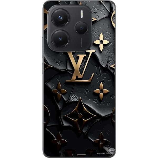 Xiaomi Redmi Note 14 Gennemsigtig cover Louis Vuitton Mørk Tilstand Design Sort Luksus Stil Mode Populær Grafisk Mønster Modeikon Luksusmærke
