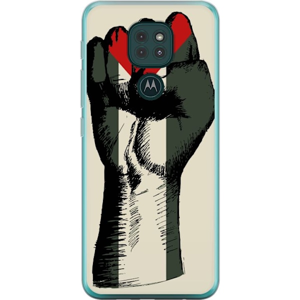 Motorola Moto G9 Play Genomskinligt Skal Hand knuten i Palestinas färger – kraftfull symbol för frihetsrörelsen