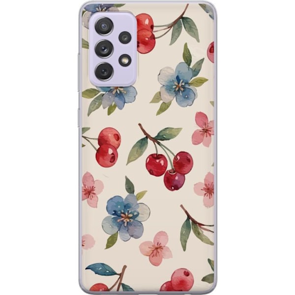 Samsung Galaxy A52s 5G Genomskinligt Skal Bär & Blommor – mönster med blå blommor och skogsbär