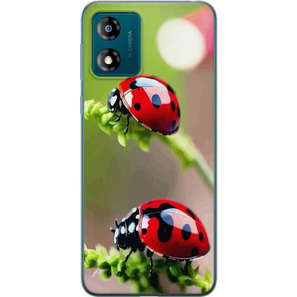 Motorola Moto E13 Gennemsigtig cover Ladybug Insekt Held Symbol Naturlig Motiv Populær Grafisk Motiv Dekoration Sommer Tur