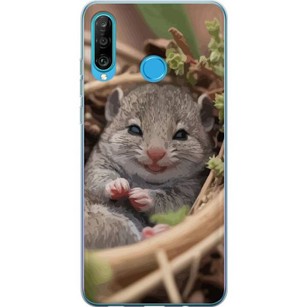 Huawei P30 lite Genomskinligt Skal Råtta Leende Djurmotiv Stadsmotiv Urban Grafisk Design Populärt Roligt Motiv Art Stil